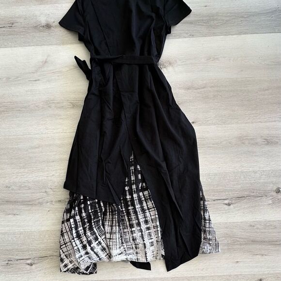 S. Deer A Line Mixed Material swing Dress Black M NWT - Picture 6 of 6
